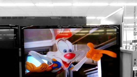 immagine di Roger Rabbit in un fotogramma su un monitor del computer